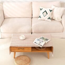 Alternative view of Linen Coffee Table Cloth, Rustic Farmhouse Coffee Table Cover for Living Room Tea Table Washer Dryer Fridge Top Dust Cover-Hollow Light Coffee-20x60inch