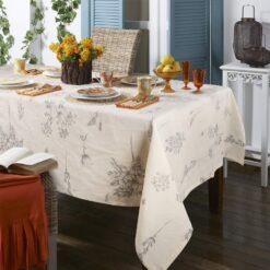 Alternative view of Cotton-Linen Tablecloth with Botanical Print (Cottage Style, Rectangular)