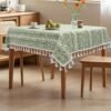 Boho Small Square Tablecloth 36''x36'', Sage Green Linen Coffee Table Cover, Summer Nightstand Cover Top, End Bedside Table Cloth Runner, Coastal Rustic Farmhouse Home Decor