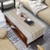 Coffee Table Cloth, Table Cover with Pockets and Tassel,Coffee for Living Room Small Rectangle Tablecloths Washer Dryer Fridge Top Dust Cover,Easy Care Machine Washable