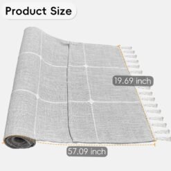 Alternative view of Coffee Table Cloth, Coffee Table Cover with Pockets and Tassel, Grey Grid for Living Room Small Rectangle Tablecloths Washer Dryer Fridge Top Dust Cover,Easy Care Machine Washable