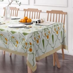 Yellow And White Floral Print Pure Cotton Tablecloth