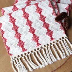 Christmas Red Table Runner 13x72 Inches Long Christmas Runner for Table Boho Table Decor Rustic Farmhouse Xmas Decoration for Home Party Decor (Red Square)