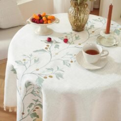 Alternative view of Waterproof Cotton-Linen Floral Round Tablecloth (Cottage Style)