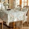 Soft, Washable Cotton-Linen Tablecloth with Floral Print (Rectangular)