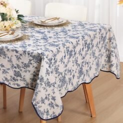 Blue Floral Vintage Pure Cotton Tablecloth