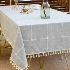 Waterproof & Fade-Resistant Cotton-Linen Tablecloth with Embroidery