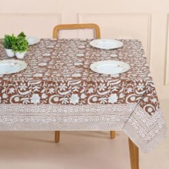 Alternative view of Dark Brown Floral Print Pure Cotton Tablecloth