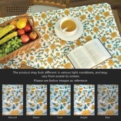 Alternative view of Yellow Jaipur Floral Pure Cotton Tablecloth