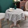 Rustic Farmhouse Embroidered Small Square Tablecloth Jacquard Striped Table Cloth Linen Washable Fabric Side Table Cover Kitchen Dining Home Decoration (Coffee, 36x36 inch)